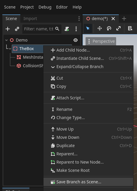 save branch as scene
